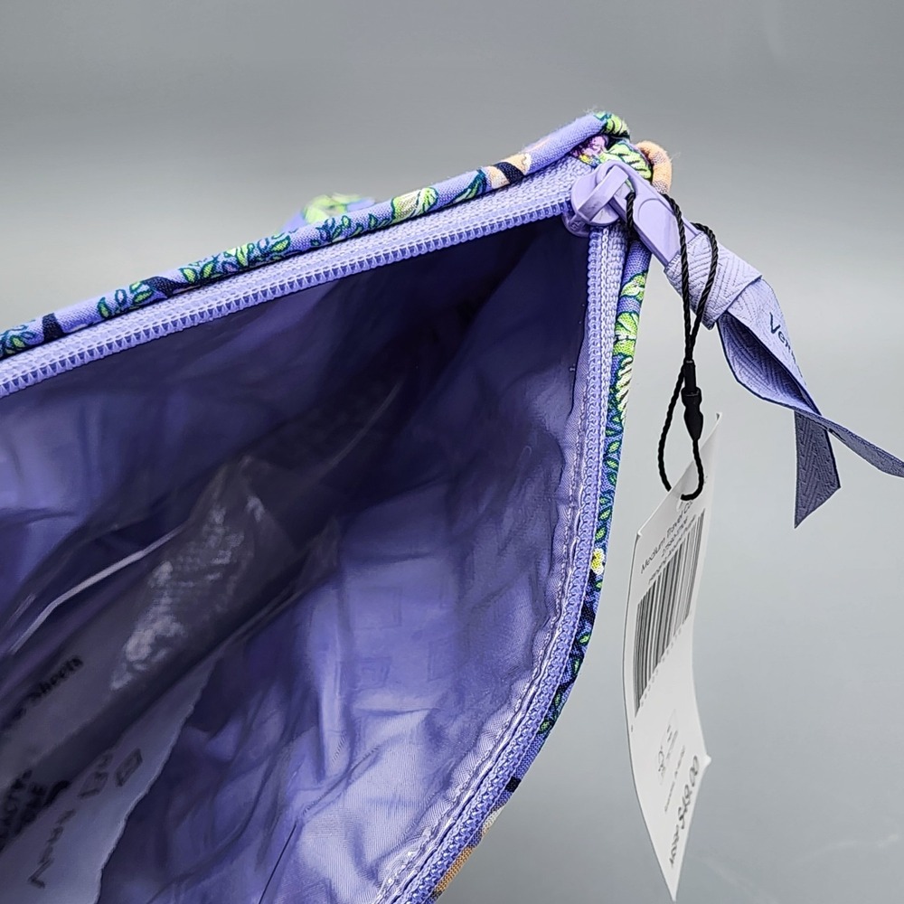 NWT Vera Bradley Purple Sloth Hanging Around Medium Cosmetic Bag Plastic Lining - Picture 6 of 8